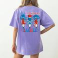 All American Teacher Pencil Coquette Bow USA Flag Teachers Women's Comfort Colors T-Shirt Back Print Violet