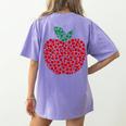 Apple Dot Pattern Art Teacher Appreciation Men Women Humor Women's Comfort Colors T-Shirt Back Print Violet Apple Dot Pattern Art Teacher Appreciation Men Women Humor Women's Comfort Colors T-Shirt Back Print Violet