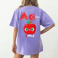 A Is For Apple Pre-K Kindergarten Teacher Student Women's Comfort Colors T-Shirt Back Print Violet
