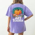 Art Teacher Pumpkin Painting Halloween Costume Women's Comfort Colors T-Shirt Back Print Violet Art Teacher Pumpkin Painting Halloween Costume Women's Comfort Colors T-Shirt Back Print Violet