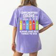 Artist Art Teacher School Artist Joke Women's Comfort Colors T-Shirt Back Print Violet