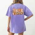 Autumn Pumpkin Thanksgiving Coffee Floral Teacher Fall Women's Comfort Colors T-Shirt Back Print Violet Autumn Pumpkin Thanksgiving Coffee Floral Teacher Fall Women's Comfort Colors T-Shirt Back Print Violet