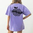 Back To School Checkered Apple Teacher Checkerboard Teacher For Men Women Girls Kids Women's Comfort Colors T-Shirt Back Print Violet Back To School Checkered Apple Teacher Checkerboard Teacher For Men Women Girls Kids Women's Comfort Colors T-Shirt Back Print Violet