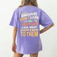 Back To School Dinosaur Social Studies Teacher Student Women's Comfort Colors T-Shirt Back Print Violet Back To School Dinosaur Social Studies Teacher Student Women's Comfort Colors T-Shirt Back Print Violet