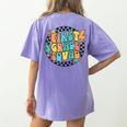 Back To School Groovy Teacher 1st First Grade Crew Squad Women's Comfort Colors T-Shirt Back Print Violet Back To School Groovy Teacher 1st First Grade Crew Squad Women's Comfort Colors T-Shirt Back Print Violet