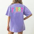 Back To School Neon Checkered First Grade Colorful Teacher Women's Comfort Colors T-Shirt Back Print Violet Back To School Neon Checkered First Grade Colorful Teacher Women's Comfort Colors T-Shirt Back Print Violet