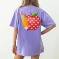 Back To School Pencil And Apple Teacher Student Women's Comfort Colors T-Shirt Back Print Violet Back To School Pencil And Apple Teacher Student Women's Comfort Colors T-Shirt Back Print Violet