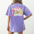 Back To School Pre-K Preppy Teacher Girl Women's Comfort Colors T-Shirt Back Print Violet