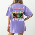 Back To School Retro Teaching Is My Jam 80s Teacher Boombox Women's Comfort Colors T-Shirt Back Print Violet Back To School Retro Teaching Is My Jam 80s Teacher Boombox Women's Comfort Colors T-Shirt Back Print Violet