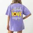 Back To School Teach Love And Inspire Teacher Sunflower Women's Comfort Colors T-Shirt Back Print Violet Back To School Teach Love And Inspire Teacher Sunflower Women's Comfort Colors T-Shirt Back Print Violet