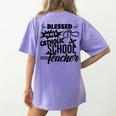 Blessed To Be A Catholic School Teacher Christian Teaching Women's Comfort Colors T-Shirt Back Print Violet