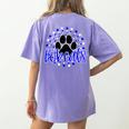 Blue Bobcats School Spirit Coquette Bow Mascot Teacher Women's Comfort Colors T-Shirt Back Print Violet