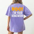 Boo I'm Your Homework Halloween Teacher Costume Women's Comfort Colors T-Shirt Back Print Violet