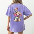 Book Lover Cute Flamingo Reading Teacher Librarian Women Women's Comfort Colors T-Shirt Back Print Violet