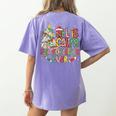 Book Tree All Is Calm Said No Teacher Ever Christmas Women's Comfort Colors T-Shirt Back Print Violet