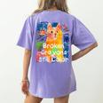 Broken Crayons Still Color Cat Teacher Women's Comfort Colors T-Shirt Back Print Violet Broken Crayons Still Color Cat Teacher Women's Comfort Colors T-Shirt Back Print Violet