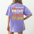 My Broom Broke So Now I Teach 5th Grade Halloween Teacher Women's Comfort Colors T-Shirt Back Print Violet My Broom Broke So Now I Teach 5th Grade Halloween Teacher Women's Comfort Colors T-Shirt Back Print Violet