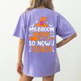 My Broom Broke So Now I Teach Halloween Teacher Women's Comfort Colors T-Shirt Back Print Violet