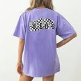 Bulldogs School Spirit Bulldog Pride Checkered Teacher Women's Comfort Colors T-Shirt Back Print Violet