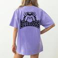 Bulldogs Teacher Student School Sports Fan Team Spirit Women's Comfort Colors T-Shirt Back Print Violet