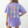 Bunny Reading Books Easter Day Librarian Teacher Book Women's Comfort Colors T-Shirt Back Print Violet Bunny Reading Books Easter Day Librarian Teacher Book Women's Comfort Colors T-Shirt Back Print Violet