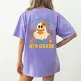 You Can't Scare Me I Teach 4th Grade Halloween Teacher Ghost Women's Comfort Colors T-Shirt Back Print Violet