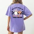 You Cant Scare Me I Teach First Grade Teacher Halloween Women's Comfort Colors T-Shirt Back Print Violet