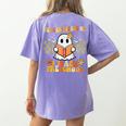 You Can't Scare Me I Teach Preschool Ghost Halloween Teacher Women's Comfort Colors T-Shirt Back Print Violet