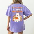 You Cant Scare Me I Teach Preschool Halloween Teacher Women's Comfort Colors T-Shirt Back Print Violet