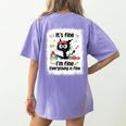 Cat It's Fine I'm Fine Everything Is Fine Teacher Life Women's Comfort Colors T-Shirt Back Print Violet Cat It's Fine I'm Fine Everything Is Fine Teacher Life Women's Comfort Colors T-Shirt Back Print Violet