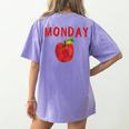 Caterpillar Friday Fruit Kindergarten Teacher Men Women Kids Women's Comfort Colors T-Shirt Back Print Violet Caterpillar Friday Fruit Kindergarten Teacher Men Women Kids Women's Comfort Colors T-Shirt Back Print Violet
