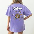 Catom Science Teacher Chemistry Lover Physics School Cat Women's Comfort Colors T-Shirt Back Print Violet