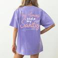 Childcare Provider Daycare Teacher Stole My Sanity Women's Comfort Colors T-Shirt Back Print Violet