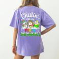 Chillin With My Pre-K Snowmies Christmas Teacher Xmas Women's Comfort Colors T-Shirt Back Print Violet