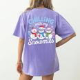 Chillin With My Snowmie Women Christmas Snowman Teacher Snow Women's Comfort Colors T-Shirt Back Print Violet Chillin With My Snowmie Women Christmas Snowman Teacher Snow Women's Comfort Colors T-Shirt Back Print Violet