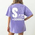 Christian Teacher S Is For Sunday School Essentials Women's Comfort Colors T-Shirt Back Print Violet