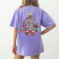 Christmas Library Tree Love Reading Books Nerd Teacher Women's Comfort Colors T-Shirt Back Print Violet Christmas Library Tree Love Reading Books Nerd Teacher Women's Comfort Colors T-Shirt Back Print Violet