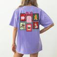 Christmas Teacher Stamps Women's Comfort Colors T-Shirt Back Print Violet