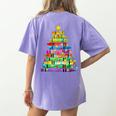 Christmas Tree Made Of Crayons School Teacher Life Student Women's Comfort Colors T-Shirt Back Print Violet Christmas Tree Made Of Crayons School Teacher Life Student Women's Comfort Colors T-Shirt Back Print Violet