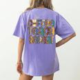 Coffee Teach Repeat Leopard Print Back To School Teachers Women's Comfort Colors T-Shirt Back Print Violet
