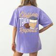 Coffee Teach Repeat Teacher Women's Comfort Colors T-Shirt Back Print Violet