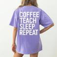 Coffee Teach Sleep Repeat Shirt Coffee Men Women Teacher Women's Comfort Colors T-Shirt Back Print Violet