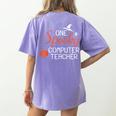Computer Teacher Halloween Spooky Men Women Kids Women's Comfort Colors T-Shirt Back Print Violet Computer Teacher Halloween Spooky Men Women Kids Women's Comfort Colors T-Shirt Back Print Violet