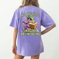 All The Cool Dragons Are Reading Dragon Teacher Women's Comfort Colors T-Shirt Back Print Violet