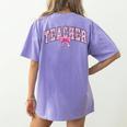 Coquette Bow Back To School First Day Teacher Women's Comfort Colors T-Shirt Back Print Violet