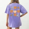 Coquette Bow Fall Science Teacher Stem Teacher Thanksgiving Women's Comfort Colors T-Shirt Back Print Violet