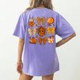 Coquette Teach Teacher Bows Thanksgiving Turkey Fall Autumn Women's Comfort Colors T-Shirt Back Print Violet Coquette Teach Teacher Bows Thanksgiving Turkey Fall Autumn Women's Comfort Colors T-Shirt Back Print Violet