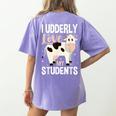 Cow Teacher Lover Women's Comfort Colors T-Shirt Back Print Violet