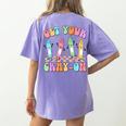 Get Your Cray-On Preschool Teacher Kindergarten Teacher Women's Comfort Colors T-Shirt Back Print Violet