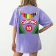 Crayon Box Fun Teacher Student Crayon Squad Halloween 2022 Women's Comfort Colors T-Shirt Back Print Violet